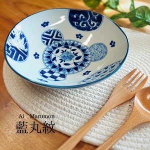 藍丸紋【美濃焼　深皿　鉢　ボウル　日本製　和食器　陶器】ヤマ吾陶器