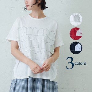emago T-shirt Spring/Summer Cotton Linen Embroidered