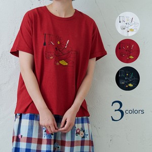T-shirt Dolman Sleeve Cotton Linen Embroidered Emago