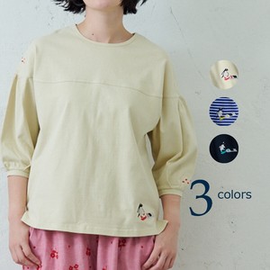 emago T-shirt Cotton Linen Embroidered Border