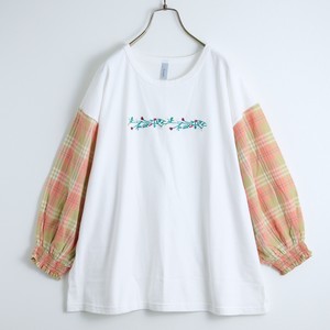 emago T-shirt Check Gathered Sleeves NEW 2024 Spring/Summer