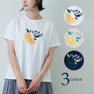 emago T-shirt Dolman Sleeve Spring/Summer Embroidered Fruits
