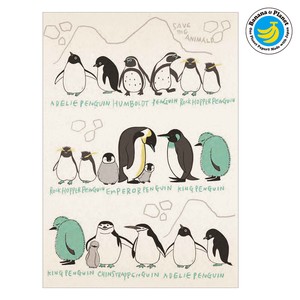 シール堂 日本製 バナナペーパー ポストカード Penguin walk 絶滅危惧種