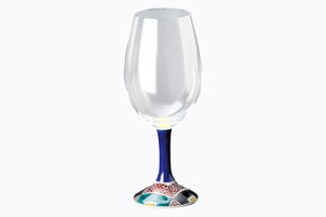 九谷和グラス　赤ワイングラス　石畳（四角）【日本製 九谷焼 磁器 ガラス】