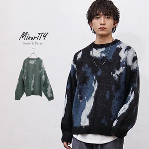 Sweater/Knitwear Nuance Pattern Crew Neck Knitted Mohair Touch M