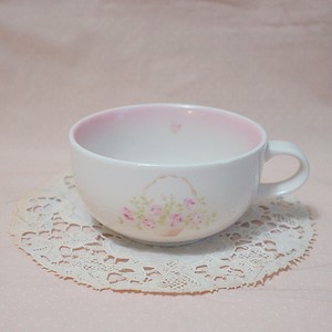 Mug Bird Pottery Rose Basket Made in Japan