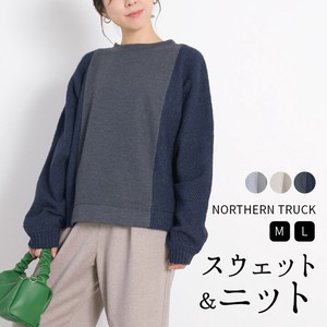 Sweater/Knitwear Knitted Long Sleeves Mixing Texture Ladies' Switching