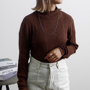Sweater/Knitwear High-Neck Knit Tops Autumn/Winter