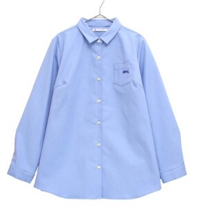 日本製　ジーンコード胸ポケット付きネコ1ポイント刺繍入り長袖シャツ　139103