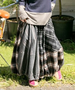 Skirt Patchwork Plaid Balloon Skirt