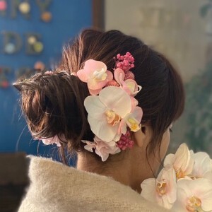 彩髪-irogami- 胡蝶蘭 ピンク 髪飾り ヘアアクセ プリザーブドフラワー 成人式 着物 髪留 和装小物