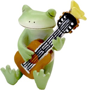 コポー　アコースティックギターとカエル 蛙 かえる  置物 マスコットオーナメント copeau