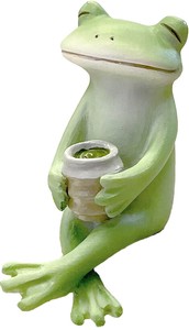 コポー　お茶で一服するカエル 蛙 かえる  置物 マスコットオーナメント copeau