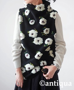 Antiqua Vest/Gilet Bottle Neck Floral Pattern Vest Tops Ladies' Autumn/Winter