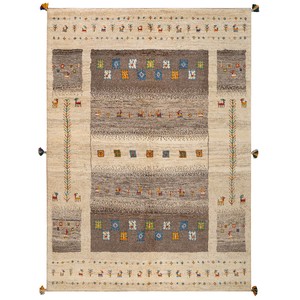ギャッベ　ペルシャ　イラン　オーガニックウール　絨毯　ラグサイズM（約150×200cm）　G1155　151×205cm