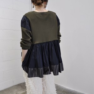 【SALE】バックギャザー異素材トップス