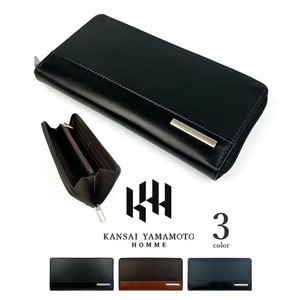 3色 KANSAI YAMAMOTO ヤマモト カンサイ 本革 バイカラー ラウンドファスナー 長財布 ウォレット(khaa001)