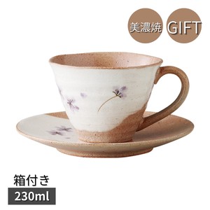 Mino ware Cup & Saucer Set Gift Flower Saucer 230ml