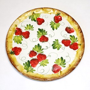 イタリア製 陶器 ピザプレート 飾り皿 イチゴ柄