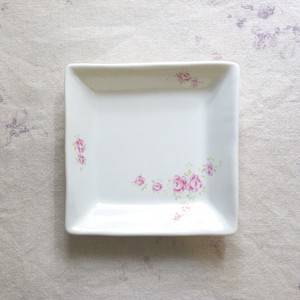 Small Plate Bird Pottery Rose Knickknacks Made in Japan