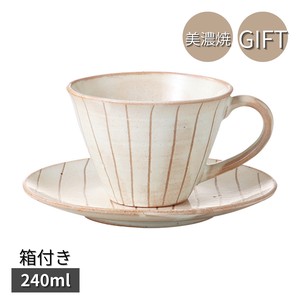 Mino ware Cup & Saucer Set Gift Coffee Cup and Saucer Stripe 230ml