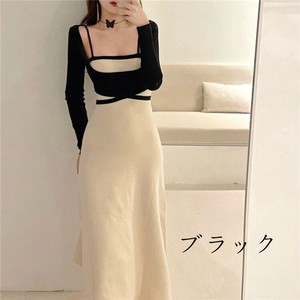 Casual Dress Knitted Long Sleeves One-piece Dress Ladies' Set of 2
