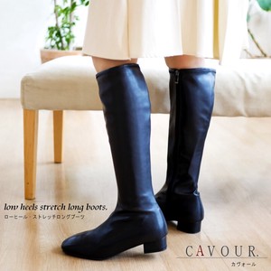 Knee High Boots Low-heel Stretch Zipped