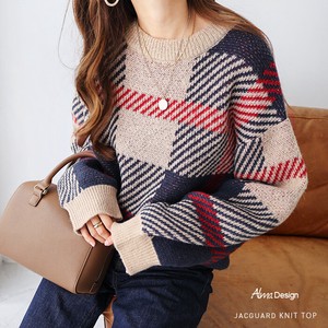 Sweater/Knitwear Knitted Check Tops