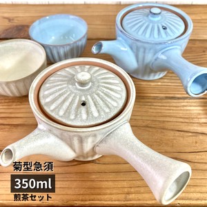菊型急須350ml 煎茶200ml (均窯・粉引) アミ付 美濃焼 日本製