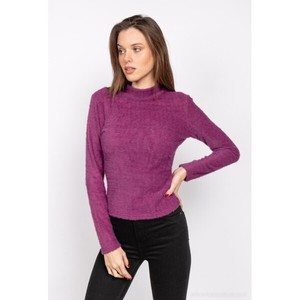 Sweater/Knitwear Knitted Shaggy Long Sleeves Tops Mock Neck