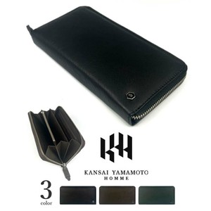 3色 KANSAI YAMAMOTO(ヤマモト カンサイ)本革 カーフスキン ラウンドファスナー 長財布 (khju001)