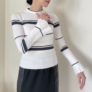 Sweater/Knitwear Border Ribbed Knit