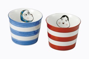 Kutani ware Cup Hyotoko Porcelain Okame Made in Japan