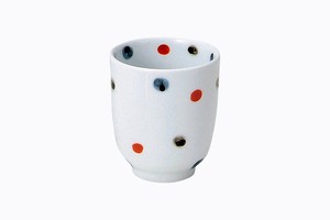 彩色点　姫コップ（赤）【日本製 波佐見焼 磁器 毎日の生活に】