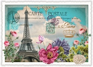 Postcard Eiffel Tower Lame Die-cut