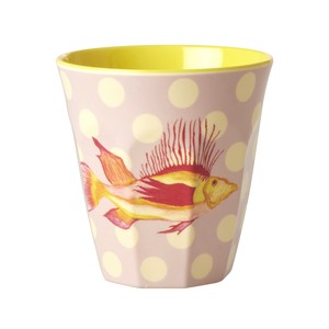 【特価品】ライス プリントメラミンカップ フィッシュ ラベンダー【メラミン食器/タイ製】