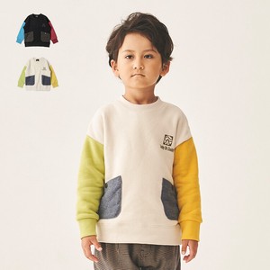 Kids' 3/4 Sleeve T-shirt Bicolor Lightweight Sweatshirt Brushed Lining Made in Japan