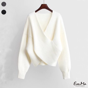 カシュクールデザインがきれいに見せるセーター 長袖 秋 冬 EF1296