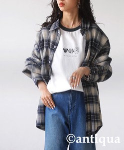 Antiqua Button Shirt/Blouse Long Sleeves Plaid Tops Ladies' M Autumn/Winter