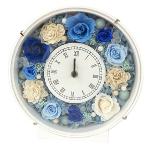 ローズサークルクロック ブルー 時計 プリザーブドフラワー アレンジメント バラ ギフト プレゼント 母の日