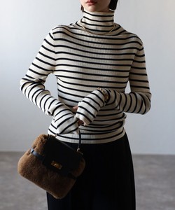 Sweater/Knitwear High-Neck Ribbed Knit