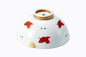 Hasami ware Rice Bowl Red Porcelain Little Bird Made in Japan