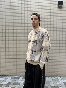 Sweater/Knitwear Pullover Nylon Knitted Shaggy Plaid