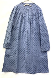 綿ﾌﾟﾘﾝﾄ起毛ﾋﾟﾝﾀｯｸ前開きﾜﾝﾋﾟｰｽ