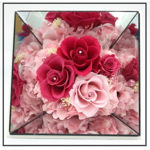カレイド レッド ピンク プリザーブドフラワー フラワーアレンジメント バラ ギフト プレゼント 母の日