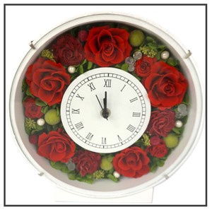 ローズサークルクロック レッド 時計 プリザーブドフラワー アレンジメント バラ ギフト プレゼント 母の日