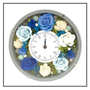 ローズサークルクロック ブルー 時計 プリザーブドフラワー アレンジメント バラ ギフト プレゼント 母の日