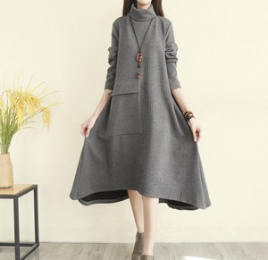 Casual Dress Plain Color Long Sleeves One-piece Dress Ladies' Autumn/Winter