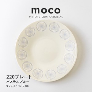 【moco(モコ)】220プレート パステルブルー [日本製 美濃焼 陶器 皿] オリジナル