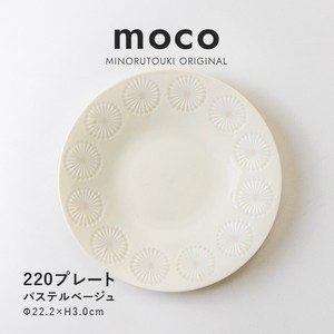 【moco(モコ)】220プレート パステルベージュ [日本製 美濃焼 陶器 皿] オリジナル
